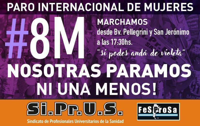 8M: SIPRUS para y se moviliza por una vida libre de violencias