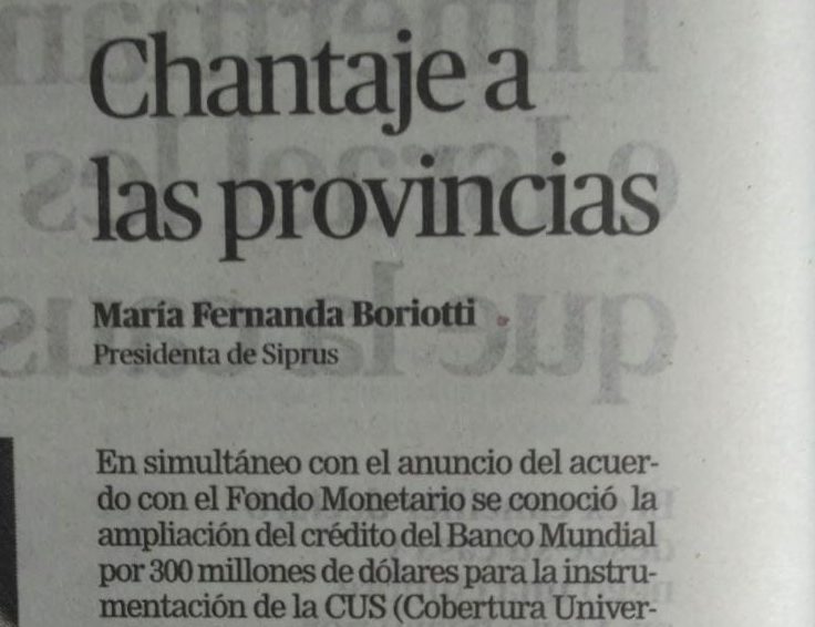 Ministerio de Salud chantajea a las Provincias