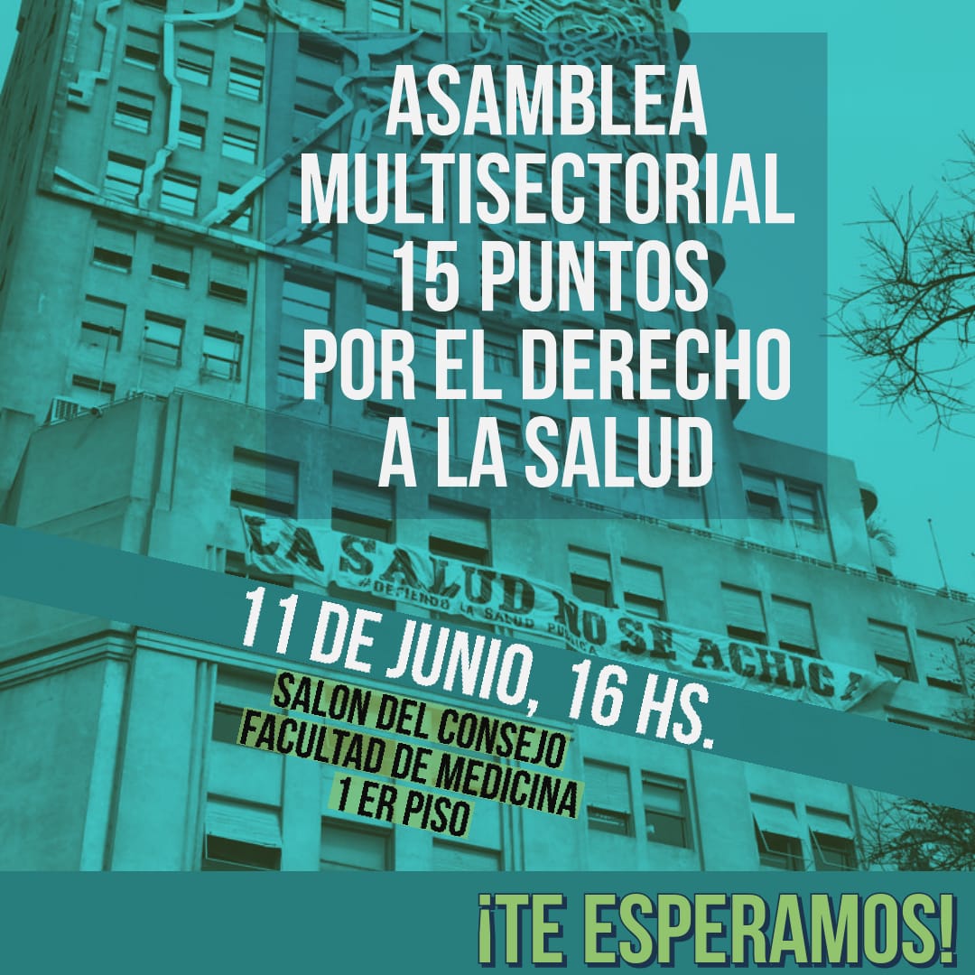 FESPROSA en el MOVIMIENTO POR EL DERECHO A LA SALUD convoca a la Asamblea para un ACUERDO MULTISECTORIAL POR EL DERECHO A LA SALUD