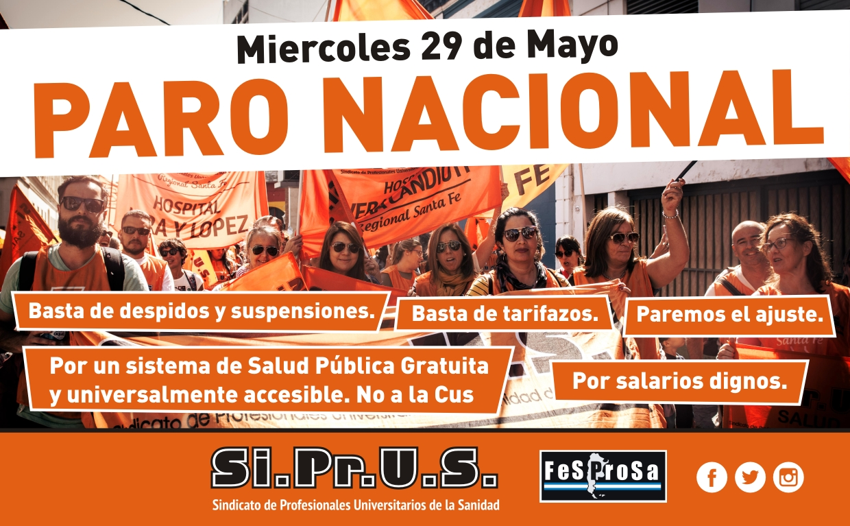 Paro 24hs miércoles 29 de Mayo