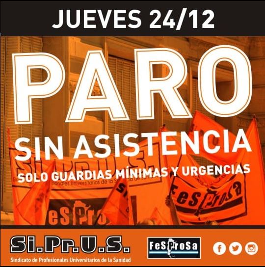 Jueves 24/12 continúa la medida de fuerza