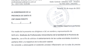 SIPRUS SOLICITA REAPERTURA PARITARIAS Y ADELANTO DEL AUMENTO