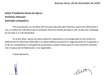 Nota de Fesprosa al Presidente electo de Si.Pr.U.S.