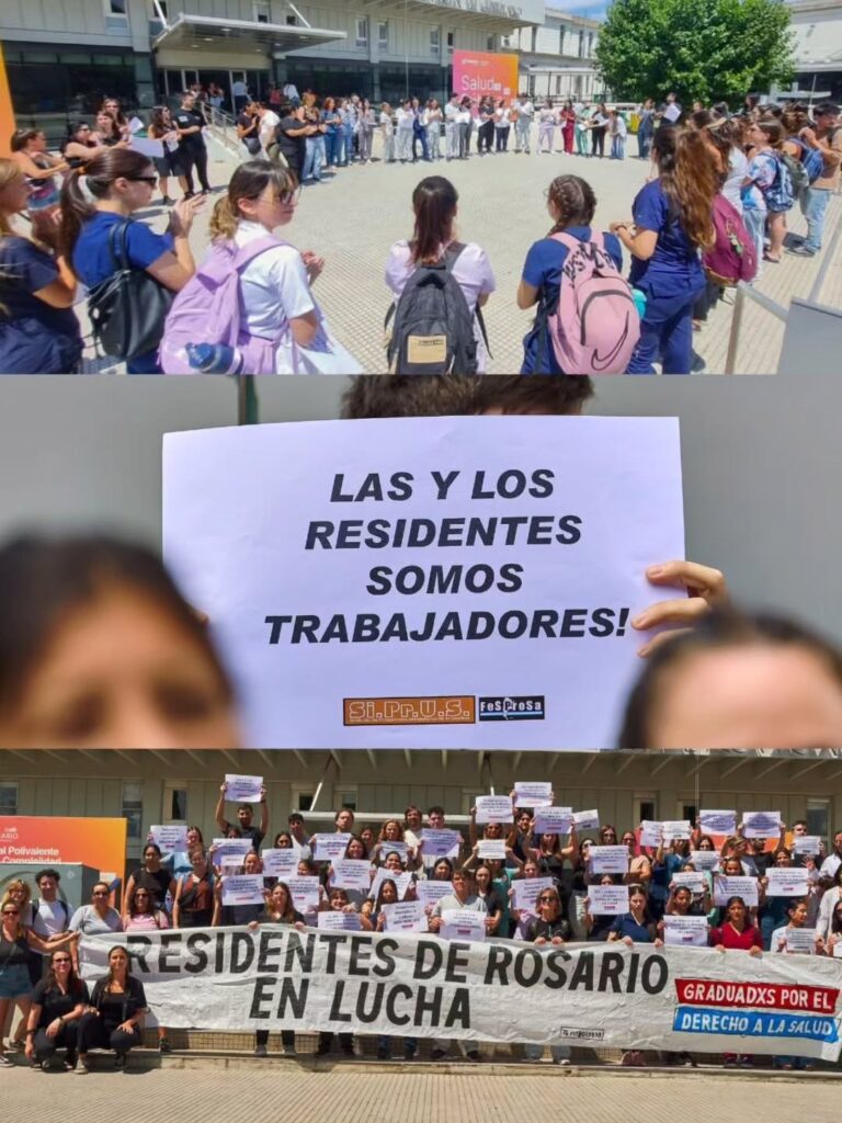 Residentes de todos los efectores provinciales se movilizaron en el Hospital Centenario para reclamar el pago de hasta cuatro meses de salarios adeudados por Nación. Denuncian además la pérdida del poder adquisitivo y la precarización de sus condiciones laborales.