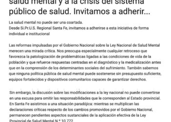 La salud mental no puede ser una coartada (Posicionamiento desde Si.Pr.U.S Regional Santa Fe)
