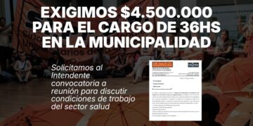 EXIGIMOS $4.500.000 PARA EL CARGO DE 36hs EN LA MUNICIPALIDAD